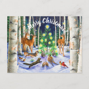 Cartes Pour Fêtes Annuelles Salutations de Noël Rassemblement autour d'un arbr