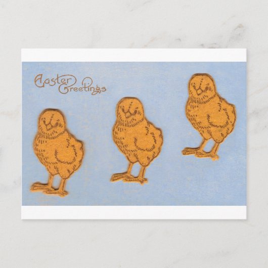 Cartes Pour Fêtes Annuelles Salutations de Pâques Chicks Bleu (Devant)