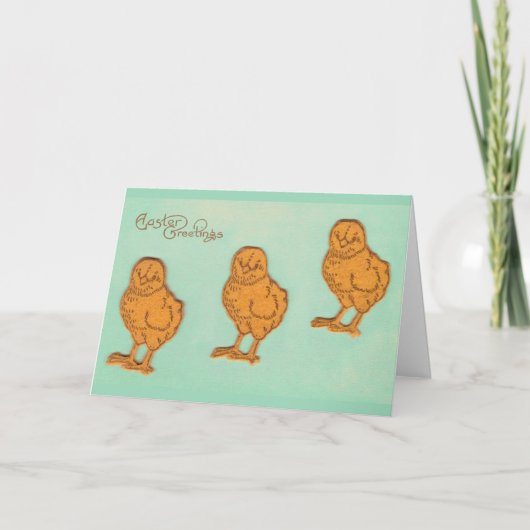 Cartes Pour Fêtes Annuelles Salutations de Pâques Chicks Vert (Devant)