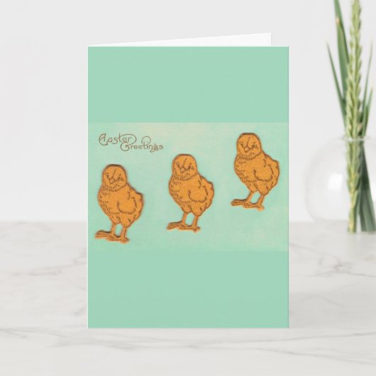 Cartes Pour Fêtes Annuelles Salutations de Pâques Chicks Vert (Devant)