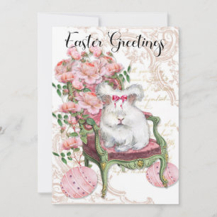 Cartes Pour Fêtes Annuelles Salutations de Pâques, Lapin Français, Lapin Vinta