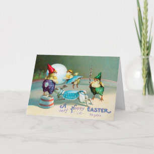 Cartes Pour Fêtes Annuelles Salutations de Pâques vintages Wis Chicks Circus