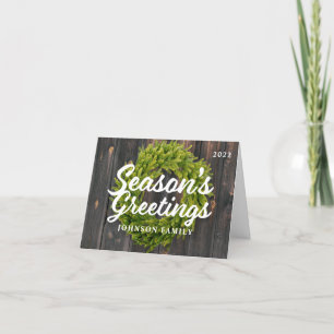Cartes Pour Fêtes Annuelles Salutations de saison Couronne de pin rustique en