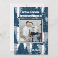 Salutations de saison personnalisées Navy sapins a
