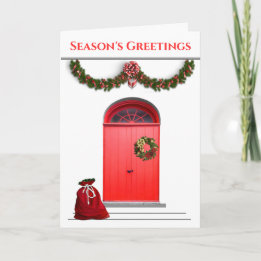 Cartes Pour Fêtes Annuelles Salutations de saison Portes rouges Guirlande Sac