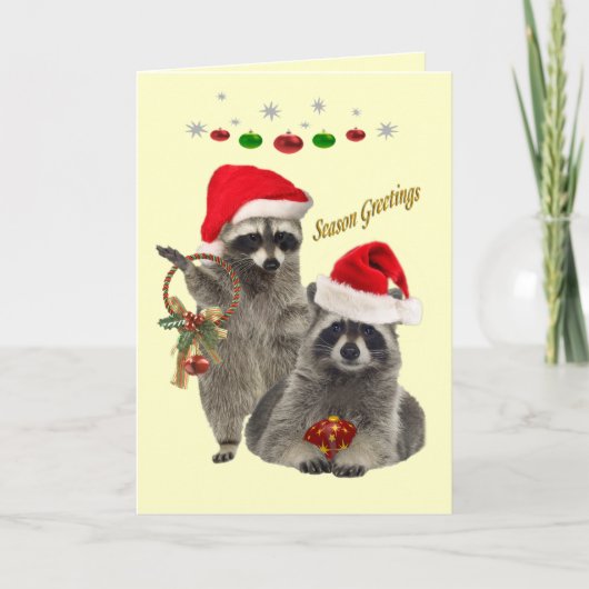 Cartes Pour Fêtes Annuelles Salutations de saison Raccoons (Devant)