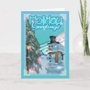 Cartes Pour Fêtes Annuelles Salutations de vacances de bonhomme de neige avec