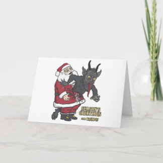 Cartes Pour Fêtes Annuelles Salutations de vacances de Krampus (et Père Noël)