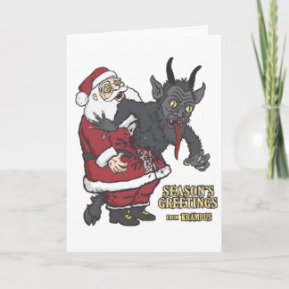 Cartes Pour Fêtes Annuelles Salutations de vacances de Krampus (et Père Noël)