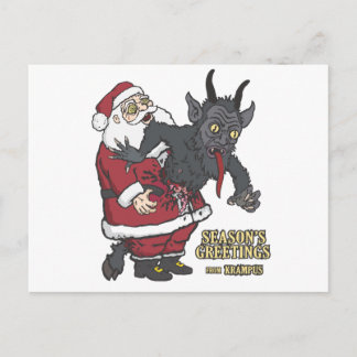 Cartes Pour Fêtes Annuelles Salutations de vacances de Krampus (et Père Noël)