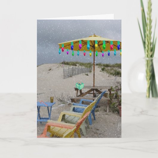 Cartes Pour Fêtes Annuelles Salutations de vacances de la plage (Devant)