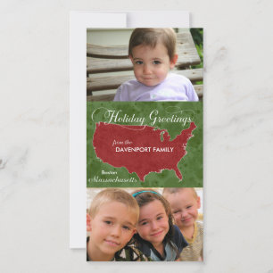 Cartes Pour Fêtes Annuelles Salutations de vacances du Massachusetts - Photo,