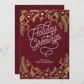 Cartes Pour Fêtes Annuelles Salutations de vacances Gold Botanical (Devant / Derrière)