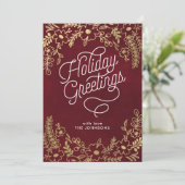 Cartes Pour Fêtes Annuelles Salutations de vacances Gold Botanical (Debout devant)