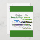 Cartes Pour Fêtes Annuelles Salutations de vacances Multi vertes (Devant / Derrière)