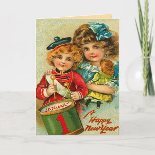 Cartes Pour Fêtes Annuelles Salutations du Nouvel An vintage