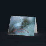Cartes Pour Fêtes Annuelles Salutations hongroises de Noël avec le motif<br><div class="desc">Neige de cristal de glace,  un mâle de saut et le bleu d'un paysage hivernal. Les salutations chaudes de Noël brillent en rouge de cerise doux.</div>