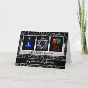 Cartes Pour Fêtes Annuelles Salutations interconfessionnelles Noël Hanukkah Kw