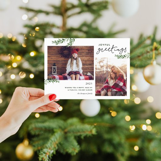 Cartes Pour Fêtes Annuelles Salutations joyeuses | Branches vertes 2 Photo