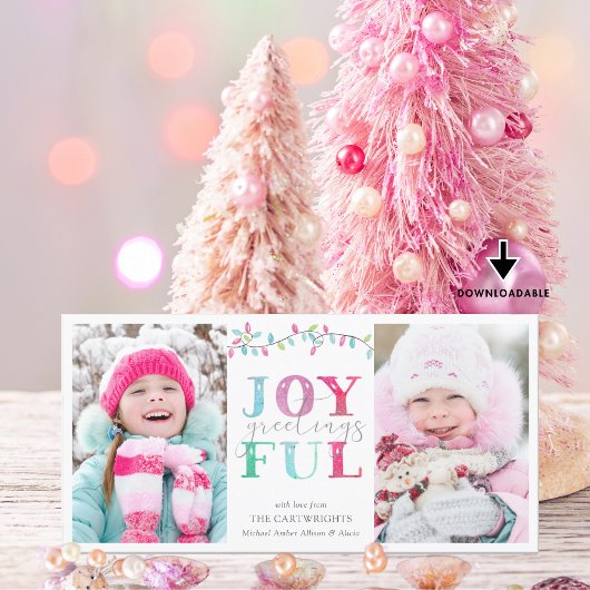 Cartes Pour Fêtes Annuelles SALUTATIONS JOYEUSES | Pastel Holiday Lights 2 Pho