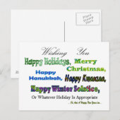 Cartes Pour Fêtes Annuelles Salutations multi vertes de vacances (Devant / Derrière)