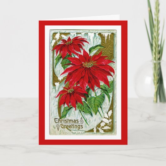 Cartes Pour Fêtes Annuelles Salutations Pointsettia de Noël (Devant)
