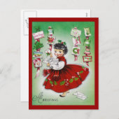 Cartes Pour Fêtes Annuelles Salutations vintages de Noël (Devant / Derrière)