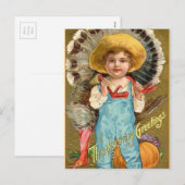 Cartes Pour Fêtes Annuelles Salutations vintages de thanksgiving (Devant / Derrière)