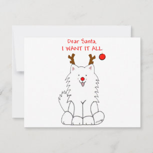 Cartes Pour Fêtes Annuelles Samoyed Cher Père Noël