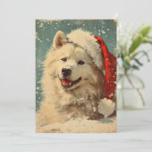 Cartes Pour Fêtes Annuelles Samoyed noël (Debout devant)