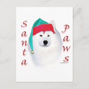 Cartes Pour Fêtes Annuelles Samoyed Père Noël Paws