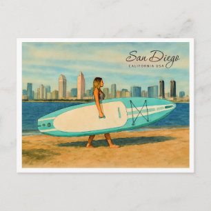 Cartes Pour Fêtes Annuelles San Diego Californie Aquarelle Vintage