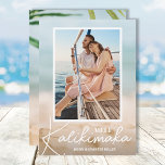 Cartes Pour Fêtes Annuelles Sand and Sea Beach Photo Mele Kalikimaka<br><div class="desc">Share your favorite beach vacation photo or warm weather photo with our blurred sand and seas holiday card with Mele Kalikimaka and your names in chic white text. Select Matte for heaviest paper and high definition for best print quality.</div>