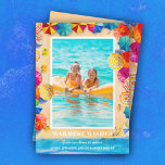 Cartes Pour Fêtes Annuelles Sand Sea Beach Parapluies Photo Noël<br><div class="desc">Partagez votre photo de vacances préférée sur la plage ou votre photo de temps chaud sur cette carte de vacances de Noël avec du sable, des parasols de plage colorés et votre message dans un texte blanc chic. Sélectionnez Matte pour le papier le plus lourd et la haute définition pour...</div>