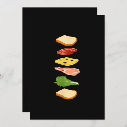 Cartes Pour Fêtes Annuelles Sandwich au pain fromage & jambon gourmand (Devant / Derrière)