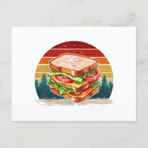 Cartes Pour Fêtes Annuelles Sandwich Food Vintage Style Retro Sandw détendu
