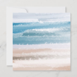 Cartes Pour Fêtes Annuelles Sandy Beach Ocean Waves Aquarelle Abstraite