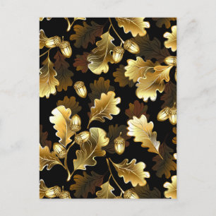 Cartes Pour Fêtes Annuelles Sans couture avec des branches de chêne doré sur f