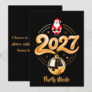 Cartes Pour Fêtes Annuelles Santa 2027 Mode Fête Or Disco Noël