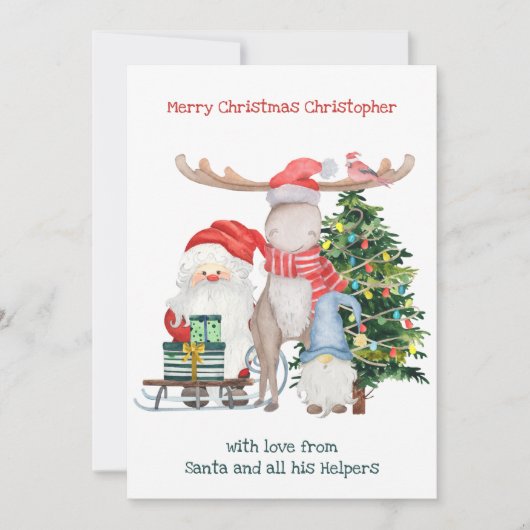 Cartes Pour Fêtes Annuelles Santa and His Helpers Cute Personalized Kids (Devant)