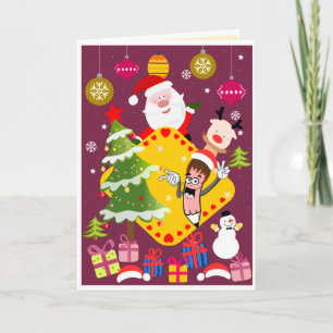Cartes Pour Fêtes Annuelles Santa and Presents