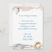 Cartes Pour Fêtes Annuelles Santa and Reindeer at Beach Personalized Christmas (Dos)