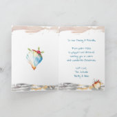 Cartes Pour Fêtes Annuelles Santa and Reindeer at Beach Personalized Christmas (Intérieur)