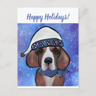 CARTES POUR FÊTES ANNUELLES SANTA BEAGLE