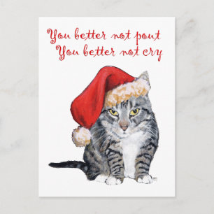 Cartes Pour Fêtes Annuelles Santa Cat - Vous feriez mieux de ne pas bouder!