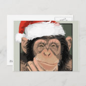 Cartes Pour Fêtes Annuelles Santa Chimp (Devant / Derrière)