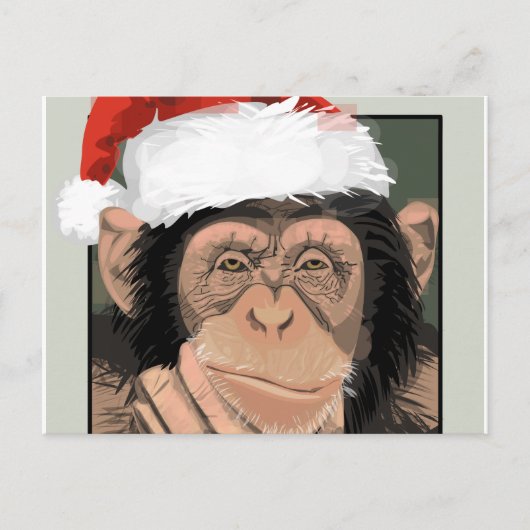 Cartes Pour Fêtes Annuelles Santa Chimp (Devant)