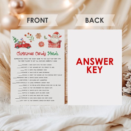 Cartes Pour Fêtes Annuelles Santa Christmas Candy Match Game