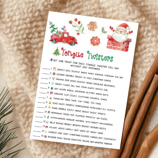 Cartes Pour Fêtes Annuelles Santa Christmas Tongue Twister Game