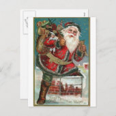 Cartes Pour Fêtes Annuelles Santa Claus (Devant / Derrière)